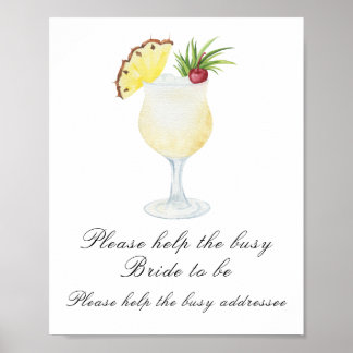 Cocktail bridal shower - help the busy bride poster