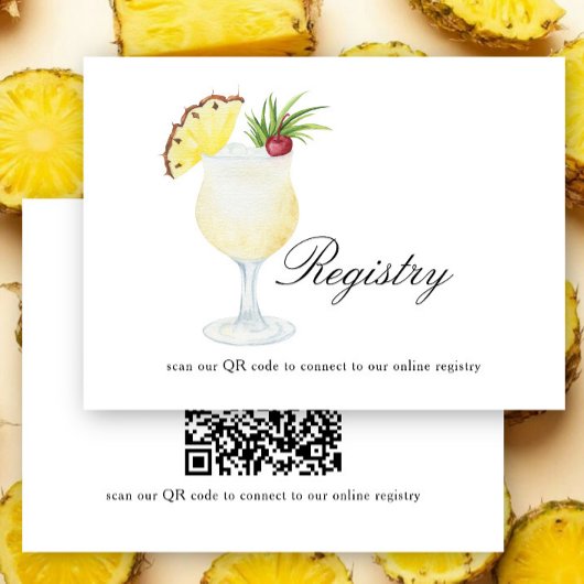 Cocktail Bridal shower QR code for registry  Begleitkarte