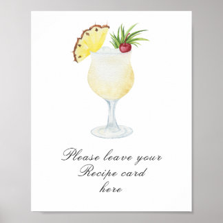 Cocktail bridal shower - Recipe card Poster