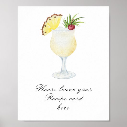 Cocktail bridal shower - Recipe card Poster (Vorne)