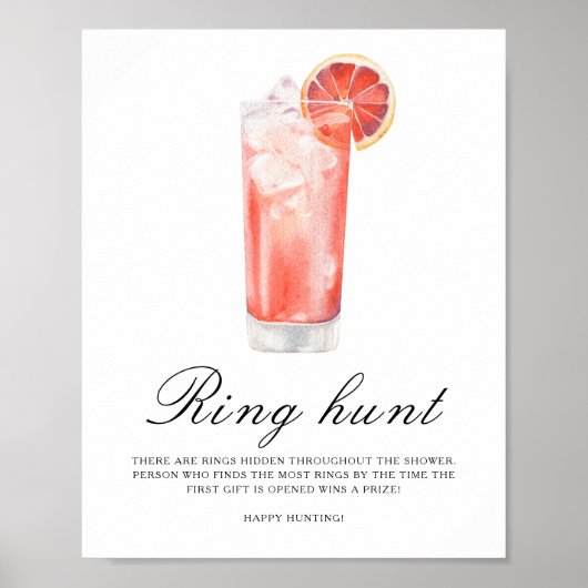 Cocktail Bridal shower - Ring hunt game Poster (Vorne)