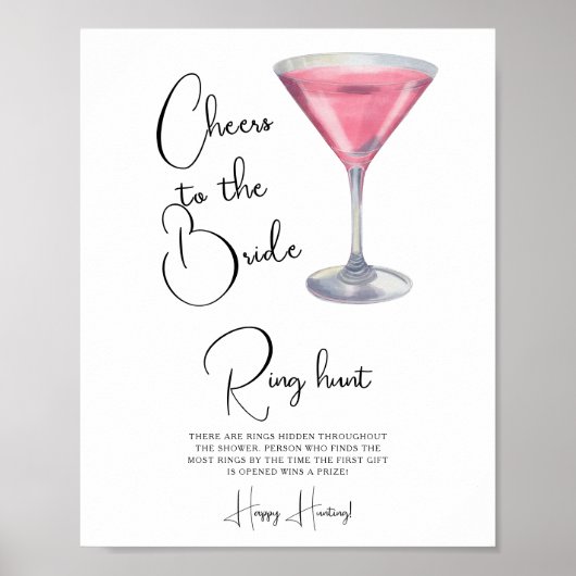 Cocktail Bridal shower Ring hunt game Poster (Vorne)