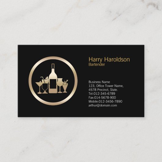 Cocktail Brille Icon Barkeeper Business Card Visitenkarte (Vorderseite)