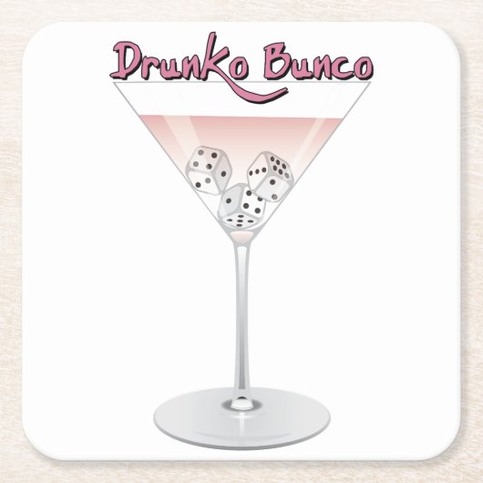 Cocktail Bunco Martini Rechteckiger Pappuntersetzer (Vorderseite)
