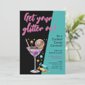 Cocktail Candy Carnival Bachelorette Spaß Einladung (Stehend Vorderseite)