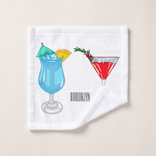Cocktail-Cartoon Badhandtuch Set