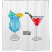 Cocktail-Cartoon Duschvorhang (Vorderseite)