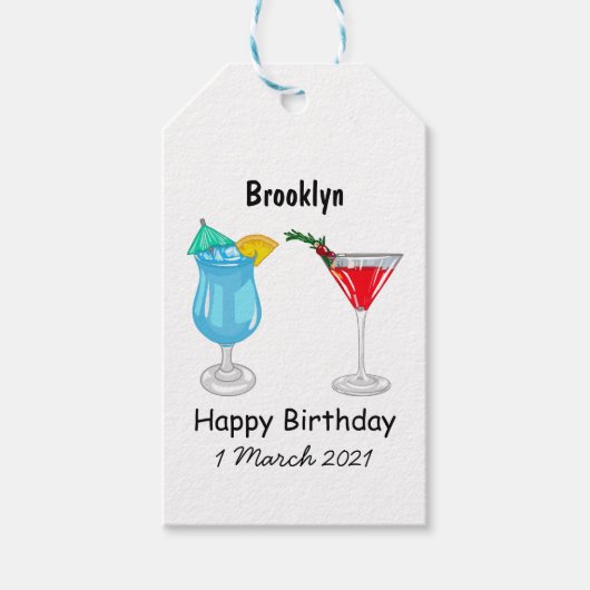 Cocktail-Cartoon Geschenkanhänger (Vorderseite)