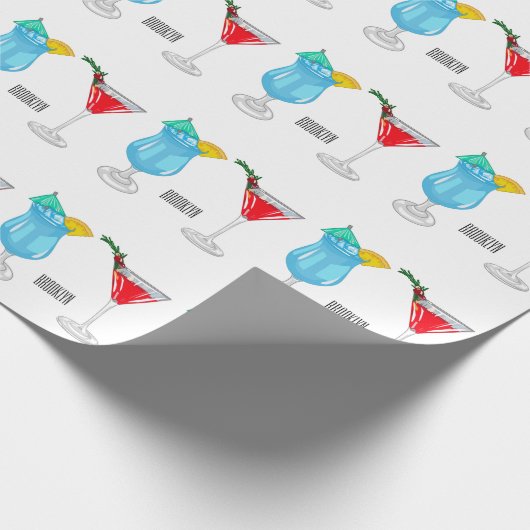 Cocktail-Cartoon Geschenkpapier (Ecke)