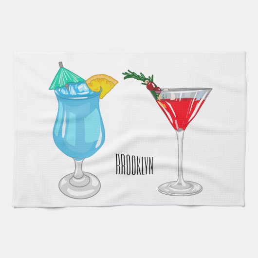 Cocktail-Cartoon Geschirrtuch (Horizontal)