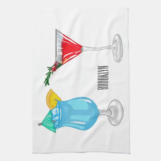 Cocktail-Cartoon Geschirrtuch (Vertikal)