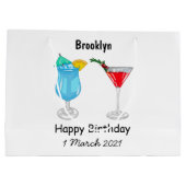 Cocktail-Cartoon Große Geschenktüte (Rückseite)