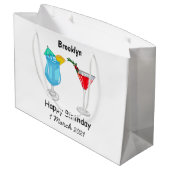 Cocktail-Cartoon Große Geschenktüte (Rückseite Schrägansicht)