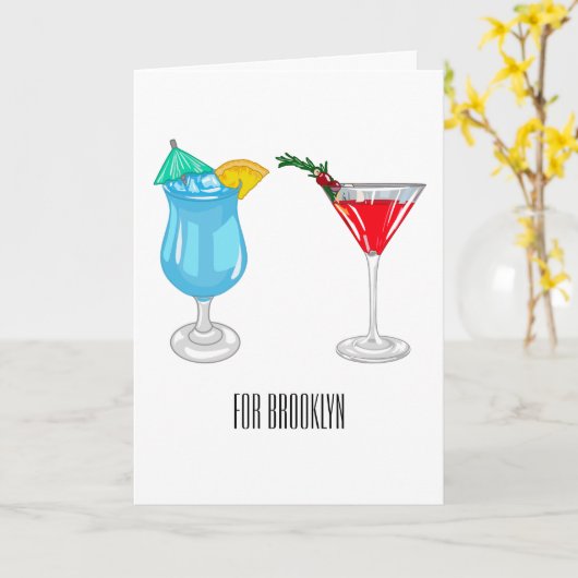 Cocktail-Cartoon Karte (Gelbe Blume)