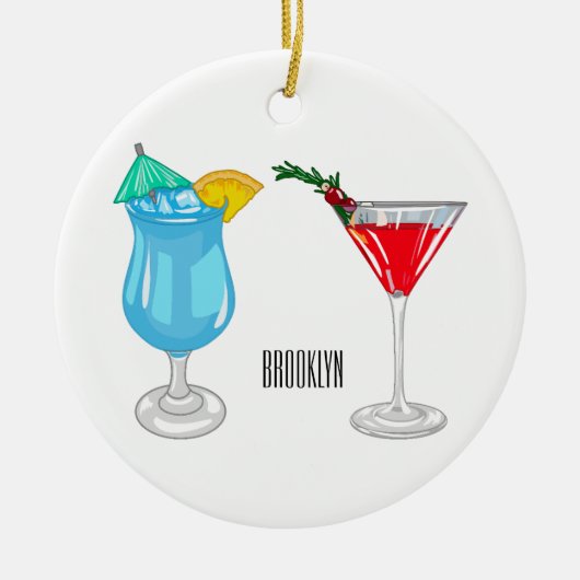 Cocktail-Cartoon Keramik Ornament (Vorne)