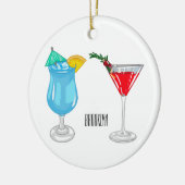 Cocktail-Cartoon Keramik Ornament (Links)