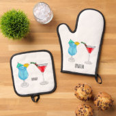 Cocktail-Cartoon Ofenhandschuh & Topflappen-Set (Oben Unten)