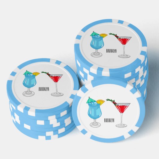 Cocktail-Cartoon Pokerchips (Stapel)