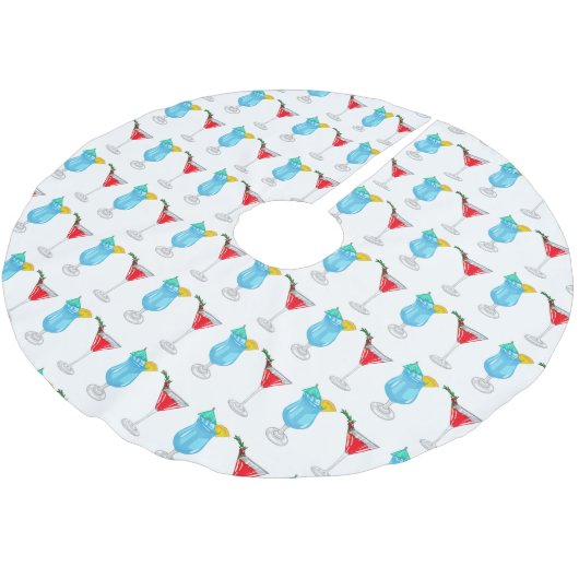 Cocktail-Cartoon Polyester Weihnachtsbaumdecke (Schrägansicht)