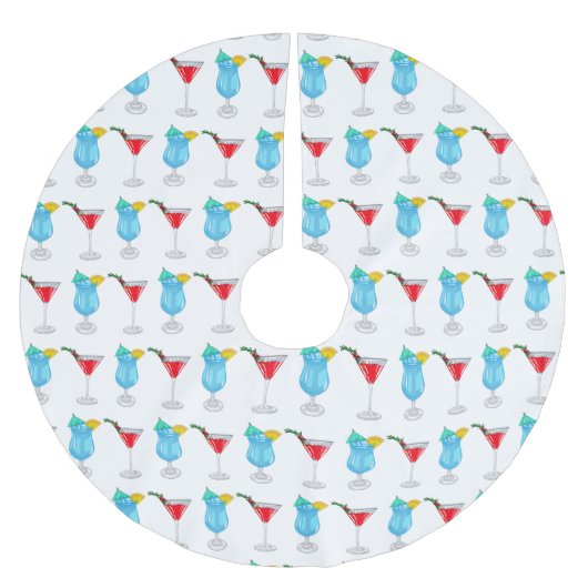 Cocktail-Cartoon Polyester Weihnachtsbaumdecke (Vorderseite)