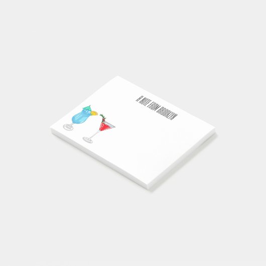 Cocktail-Cartoon Post-it Klebezettel (angewinkelt)