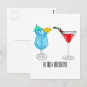 Cocktail-Cartoon Postkarte (Vorne/Hinten)