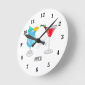 Cocktail-Cartoon Runde Wanduhr (Winkel)