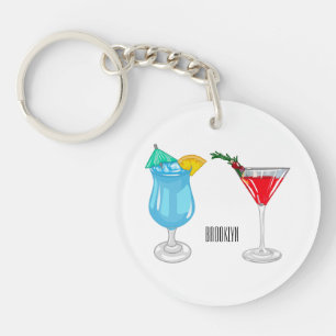 Cocktail-Cartoon Schlüsselanhänger