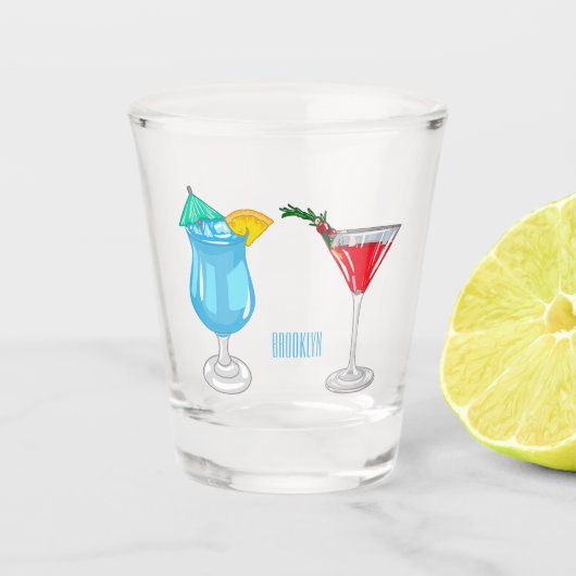 Cocktail-Cartoon Schnapsglas (Vorderseite)