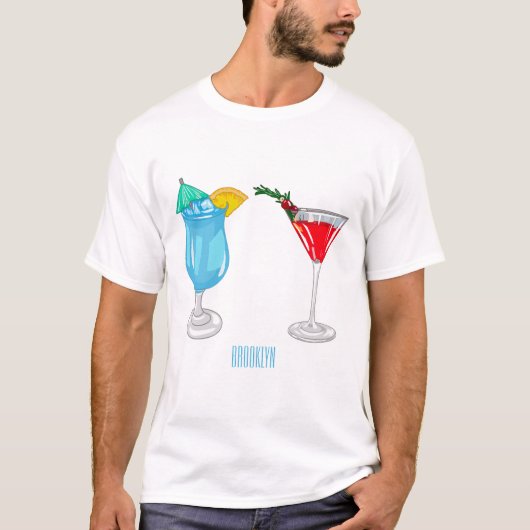 Cocktail-Cartoon T-Shirt (Vorderseite)