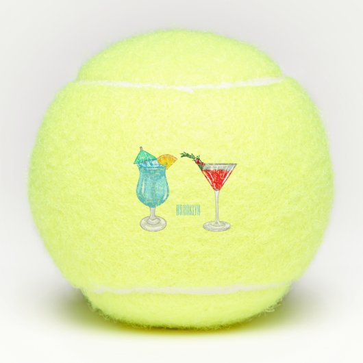 Cocktail-Cartoon Tennisbälle (Vorderseite)