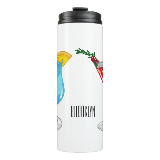 Cocktail-Cartoon Thermosbecher (Vorderseite)