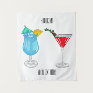 Cocktail-Cartoon Wandteppich