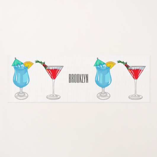 Cocktail-Cartoon Yogamatte (Vorderseite (Horizontal))