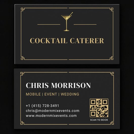 Cocktail Caterer QR Code Professional Visitenkarte