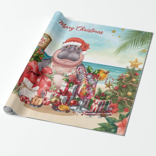 Cocktail Christmas Party for Hippo lovers  Geschenkpapier (Ungerollt)