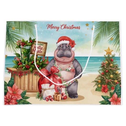 Cocktail Christmas Party for Hippo lovers Große Geschenktüte (Vorderseite)