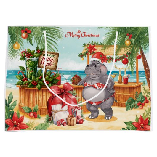 Cocktail Christmas Party for Hippo lovers Große Geschenktüte (Vorderseite)