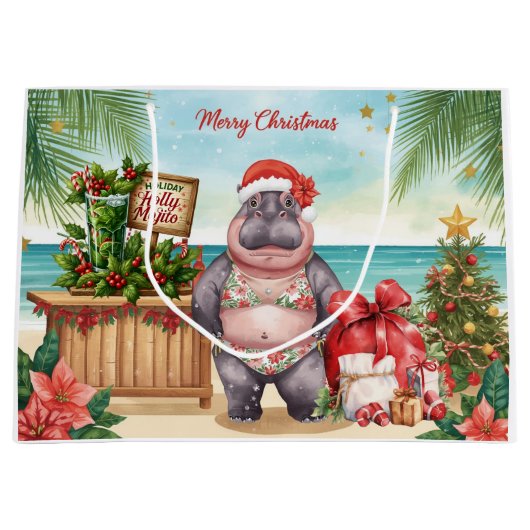 Cocktail Christmas Party for Hippo lovers Große Geschenktüte (Vorderseite)