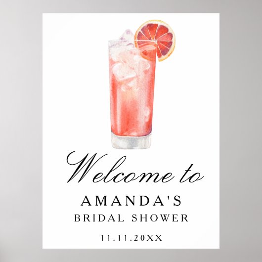 Cocktail Citrus - Brautparty-Willkommensschild Poster (Vorne)