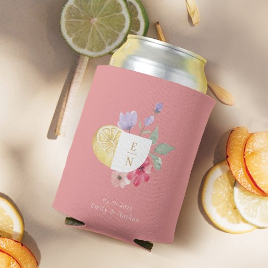 Cocktail Citrus Floral Wedding Monogram Dosenkühler