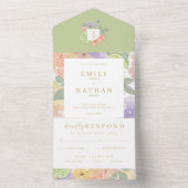 Cocktail & Citrus Frucht Hochzeit Wasserfarbe Flor All In One Einladung (Innen Boden)