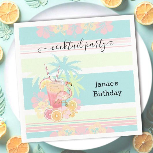 Cocktail Citrus Summer Pool Party Beach Tropical Serviette