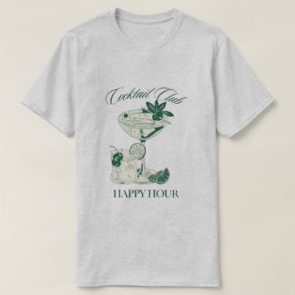 "Cocktail Club Happy Hour"  Retro Drink Lovers Tee