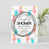 Cocktail Cocktail Muster Paare Dusche Einladung (Stehend Vorderseite)