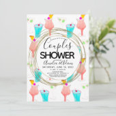 Cocktail Cocktail Muster Paare Dusche Einladung (Stehend Vorderseite)