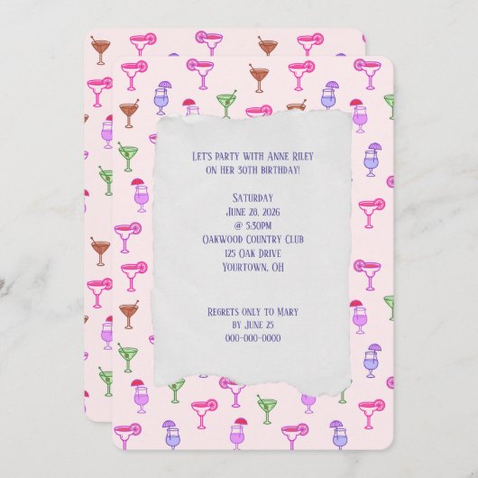 Cocktail Collection Geburtstagsparty Einladung (Vorne/Hinten)
