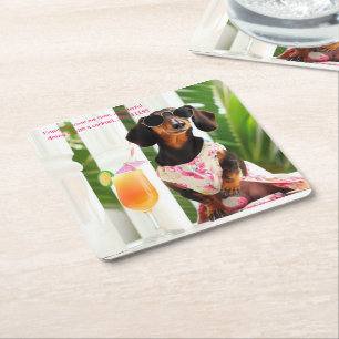 Cocktail-Dachshund-Getränkeuntersetzer Rechteckiger Pappuntersetzer