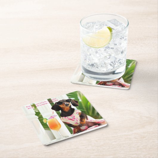 Cocktail Dackel Drinks Coasters Rechteckiger Pappuntersetzer (Vor Ort)