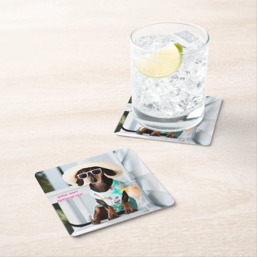 Cocktail Dackel Drinks Coasters Rechteckiger Pappuntersetzer (Vor Ort)